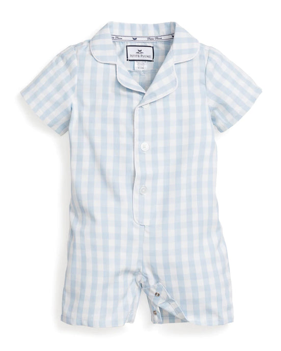 Light Blue Gingham Romper