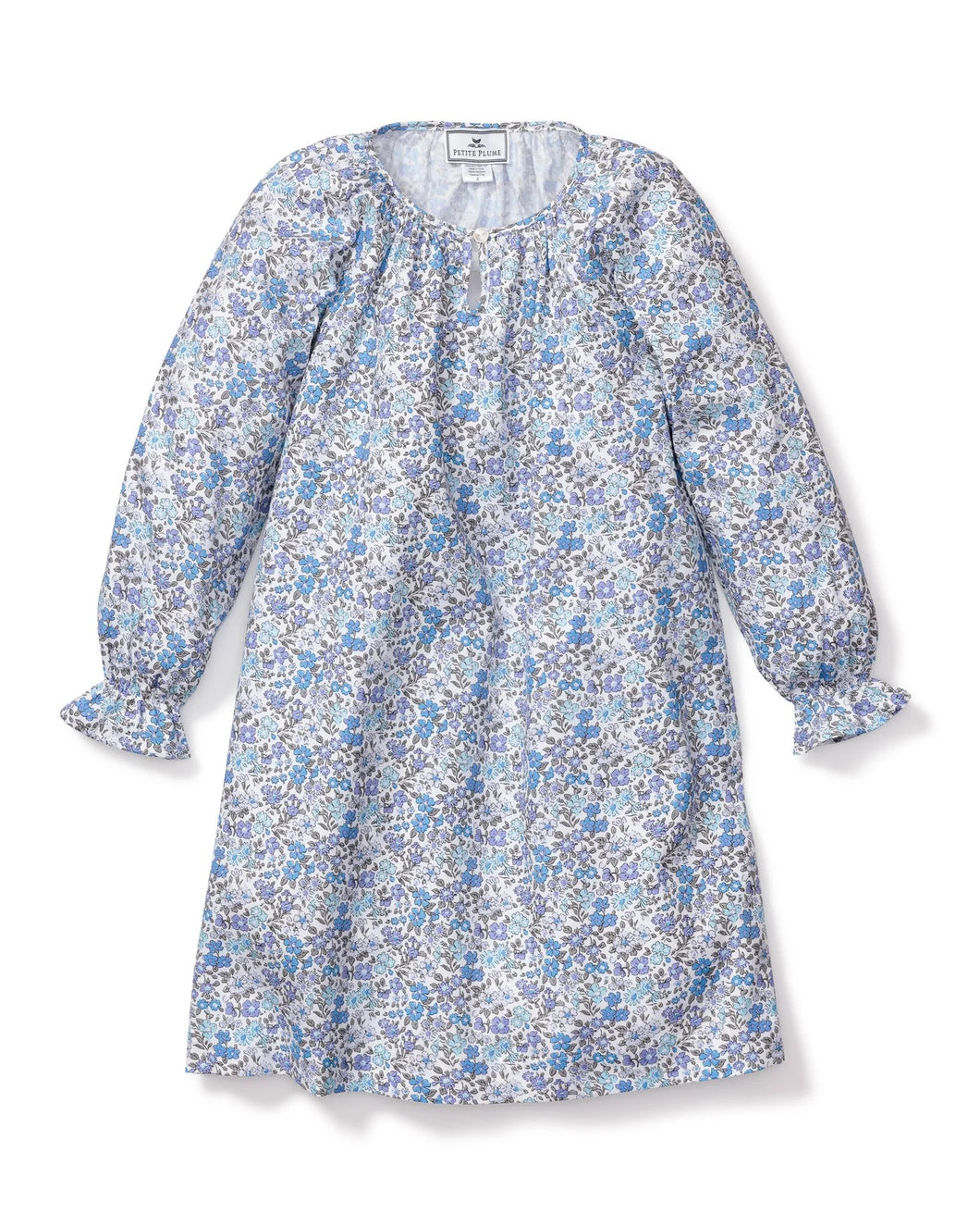 Blue & Purple Floral Long Sleeve Nightgown