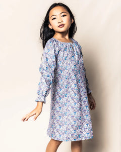 Blue & Purple Floral Long Sleeve Nightgown